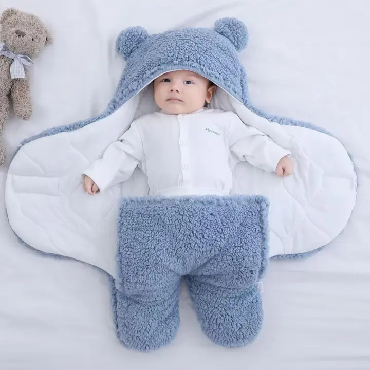 Mov-Manta de Niño Swaddle, suave HOODIE recién nasido Saco de dormir, reciir swaddling manta envuelve para niños Niños, 0-6 més - 1