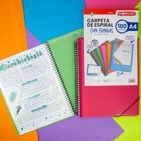 Carpeta 100 Fundas Espiral Negra A4 Quijote Paper World y Starplast. Colores Pastel y Flúor - details 3