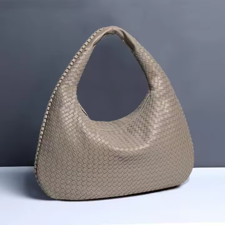 2024 Nuevo Bolso de Mujer-Bolso Hobo Textil hand de cuero Vegan-Bolso grande para axilas Sand - 1