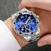 Reloj De Negocios Para Hombre Moda Lujo Dial Grande 2PCS Reloj De Cuarzo Sin Caja Material De Correa Aluminio Marcadores Arábigos Estilo Casual - details 6