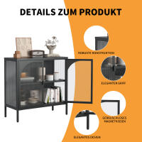 Gabinete lateral de metal, decorativo Armarium con 2 deflectores de Vidrio, Modern Armarium de café bar con estante ajustable para Cocina, Sala de estar y pasillo, Hierro, terreno alto 80 cm x ancho 80 cm x profundidad 35 cm - details 1