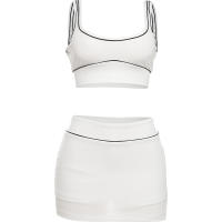 Conjunto De Verano Para Mujer Nibber Skinny Ribbed 2 Piezas Negro Top Sin Costuras Y Shorts Side Split Estilo Sexy Y Club - details 1