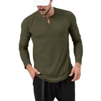 Camiseta de manga larga con cuello redondo de otoño para hombre, jersey holgado, camiseta informal de manga larga para hombre - details 29