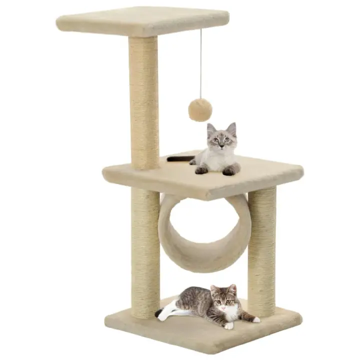 vidaXL RASCADOR PARA GATOS CON POSTE RASCADOR DE SISAL 65 CM BEIGE - 1