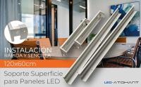 LED ATOMANT Soporte de superficie de aluminio LED ATOMANT para panel LED 120x60 cm. Estructura resistente y ligera, ideal para instalación en techos donde no es posible empotrar. Aporta estabilidad, seguridad y un acabado elegante al panel. Fácil montaje. - details 0