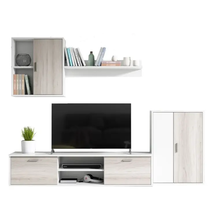 Miroytengo Mueble Salón Comedor Legos Moderno Color Blanco Y Shamal Módulo Almacenaje 220x38 Cm - 1