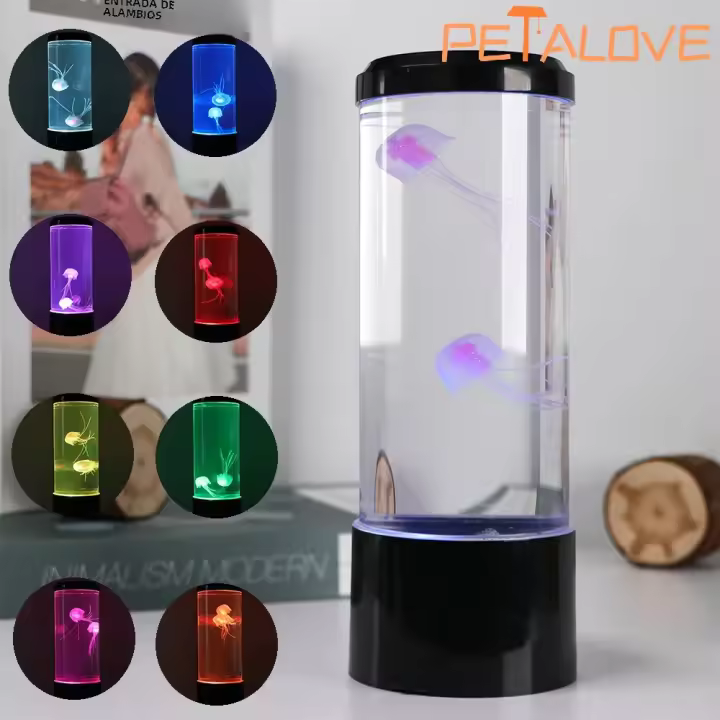 Lámpara De Jalea De Medusa Con 7 Colores LED Para Decoración De Escritorio Habitación Y Regalo Luz Nocturna Del Océano Con Efecto Lava - 1
