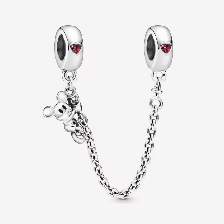 Cadena de Seguridad Pulsera Pandora de Disney - Mickey Escalador en plata de ley - 1