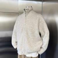 Cardigan De Otoño Para Hombre Chaqueta De Punto Estilo Coreano Ropa Popular De Invierno Suéter Completo Cierre De Cremallera Polyester - details 4