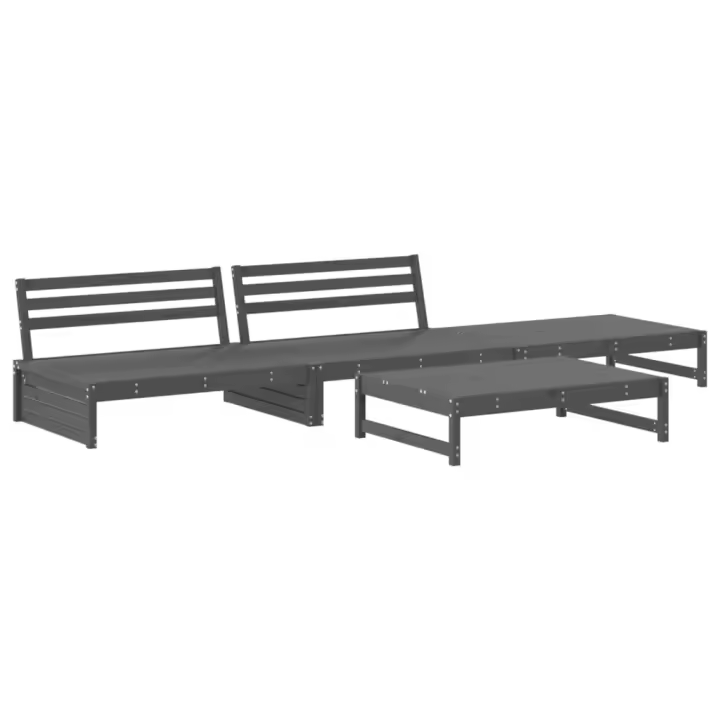 vidaXL Juego de muebles de jardín 4 pzas madera maciza de pino gris - 1