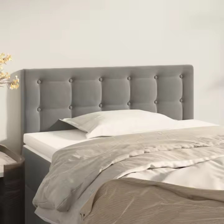 vidaXL Cabecero de terciopelo gris claro 90x5x78/88 cm - 1