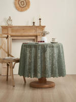 Mantel Redondo De Encaje Verde Para Bodas Y Fiestas Al Aire Libre Fácil De Transportar Y Decorar Material De Poliéster Mantel De Mesa Para Uso Doméstico Y Eventos - details 7