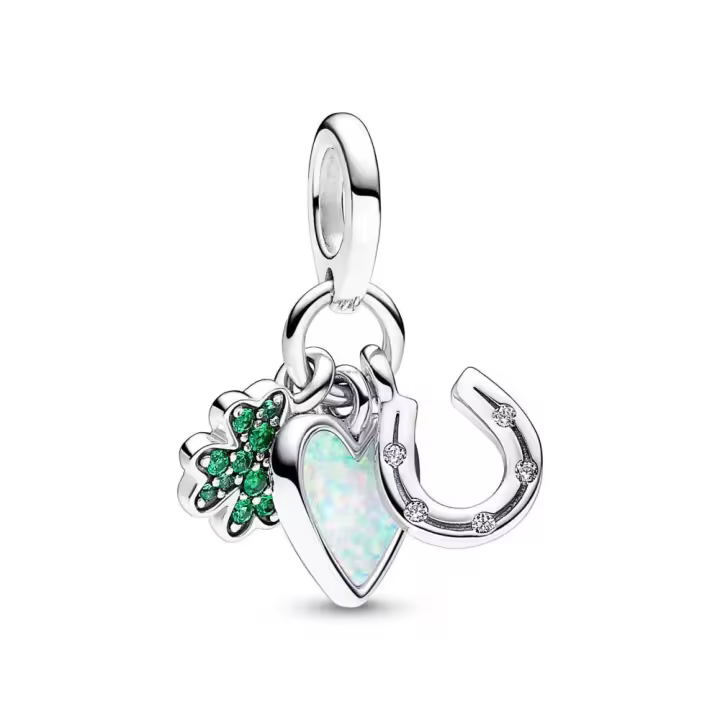 792755C01 - Charm Colgante Triple en plata de ley Trébol de Cuatro Hojas, Corazón y Herradura Pandora 792755C01 PANDORA Raíz Joyas Pandora MUJER inicio Charm Pandora Mujer Pandora Original - 1