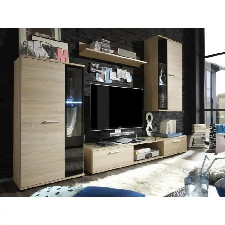 Conjunto de salón Tucson 100 , Muebles ES, Aglomerado laminado, Vidrio, 180 x 40cm - 1