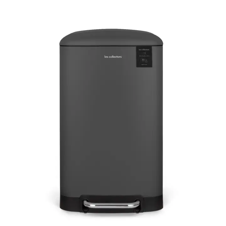 Les Collectors - Cubo de cocina de pedal Acero inoxidable n°731 Capacidad 30 L, Práctico, Cubo interior extraíble, Diseño elegante, Duradero, Cierre silencioso de la tapa, Gris - 1
