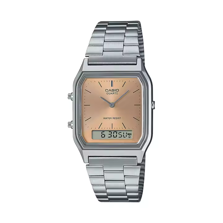 Reloj Casio AQ-230A-4AMQYES Colección Retro Vintage Edgy de Hombre de Acero Analógico-Digital con Segunda Zona Horaria, Cronómetro, Alarma y Calendario Automático - 1