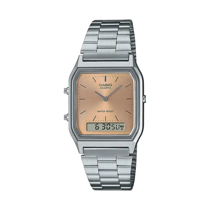 Reloj Casio AQ-230A-4AMQYES Colección Retro Vintage Edgy de Hombre de Acero Analógico-Digital con Segunda Zona Horaria, Cronómetro, Alarma y Calendario Automático - 1