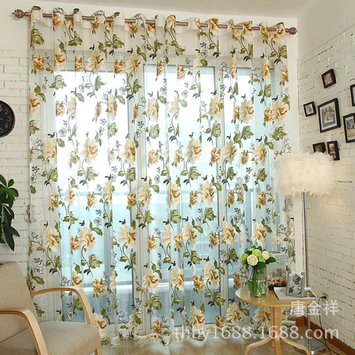 Cortinas De Ventana Con Flor De Peonía Moda Translúcidas Estilo Europeo Y Americano Para Decoración Del Hogar Sala De Estar Baño Dormitorio - 1