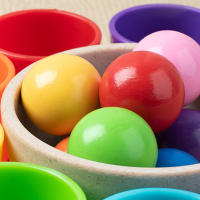 Juguete Montessori De Madera Juego De Colores Y Alineación Con Bolas Arcoíris En Copas Educación Temprana Para Niños De Preescolar Edad 3+ - details 1
