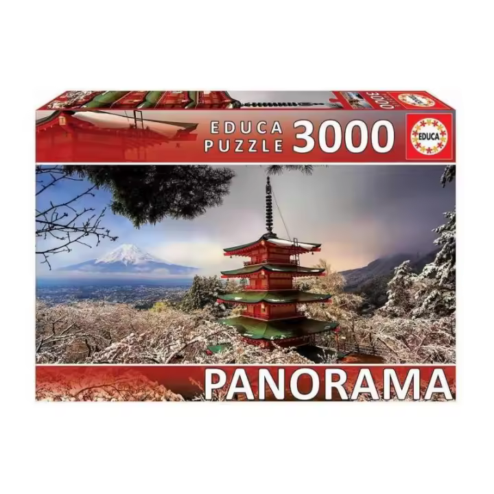 Educa Puzzle Panorámico 3000 Piezas Diseño de Fuji y Chureito - Rompecabezas con Clavijas - Gran Tamaño - Alta Calidad - 1