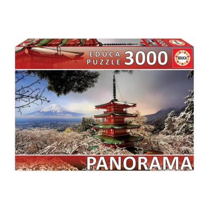 Educa Puzzle Panorámico 3000 Piezas Diseño de Fuji y Chureito - Rompecabezas con Clavijas - Gran Tamaño - Alta Calidad - 1