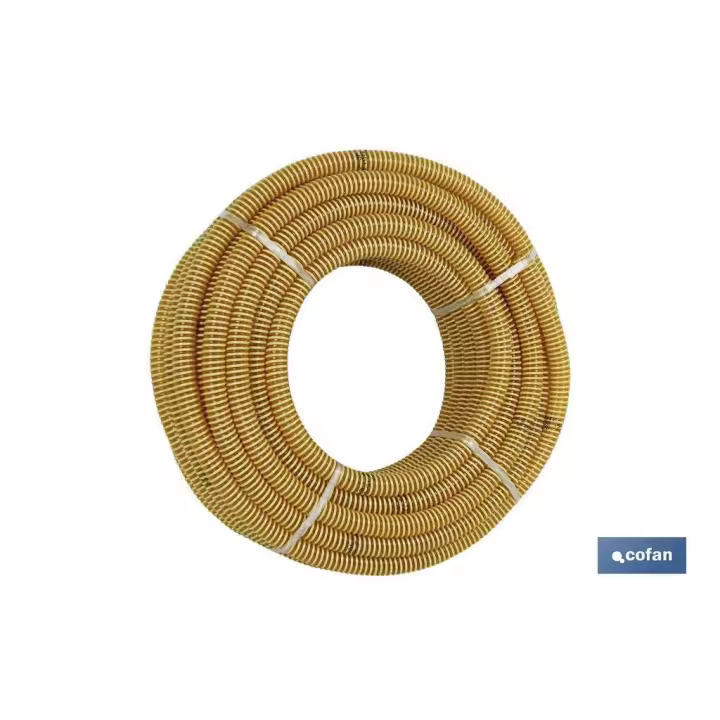 ROLLO DE TUBO DE ASPIRACION ESPIRAL AMARILLO Ø70mm 25m - 1