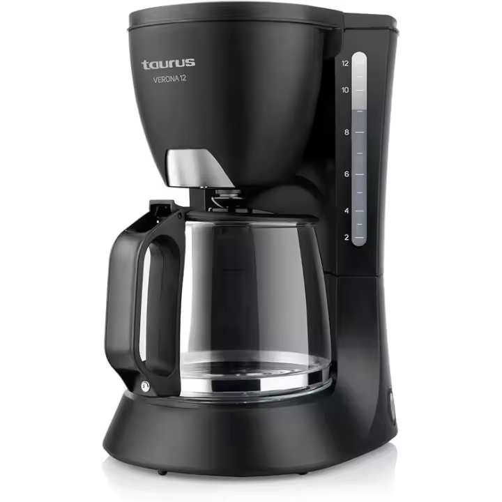 Taurus Cafetera Goteo Verona 12, 680 W, 1.2 litros, plástico, Color Negro [Clase de eficiencia energética A+] - 1