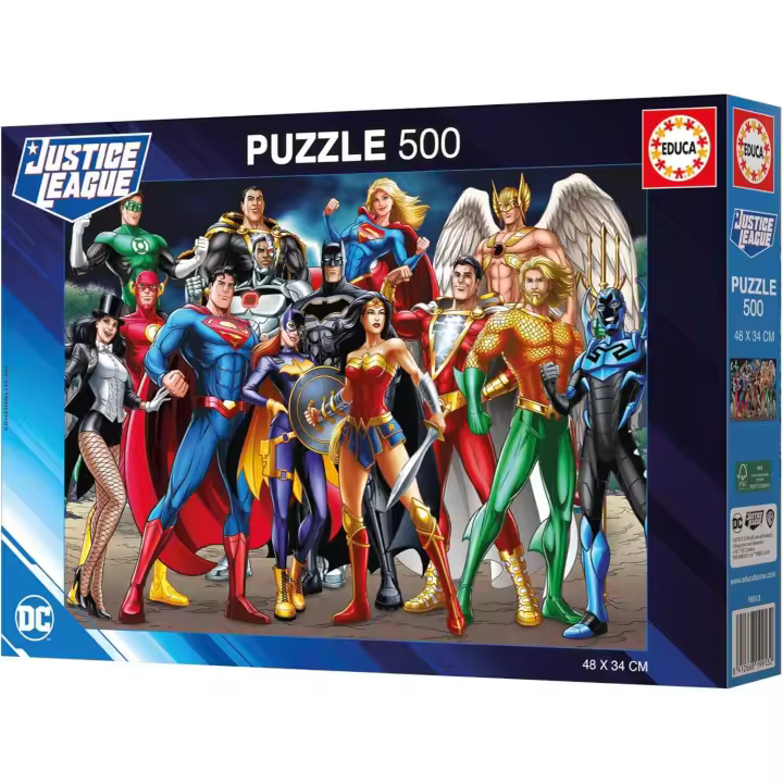 Educa - Justice League DC Comics | Puzzle de 500 Piezas para Adultos. Medidas: 48 x 34 cm. Incluye Cola Fix Puzzle. A Partir de 11 años - 1