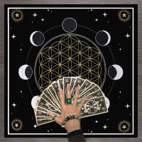 Mantel De Tela Para Cartas De Tarot 1pc Decoración De Juego De Cartas Pagan Con Fases De Luna Y Flores Estilo Pagan Para Atril Y Brujería - details 55