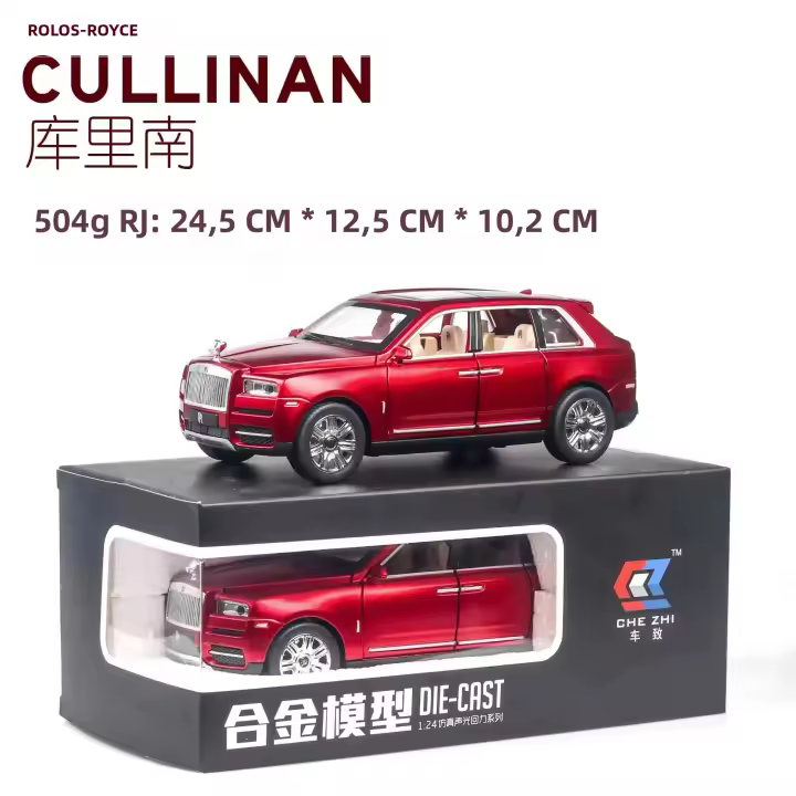 Modelo De Coche De Escala Rolls Royce Cullinan 1:24 En Aleación Gran Tamaño SUV De Metal Con Luz Y Sonido Juguete Pull Back Para Niños - 1