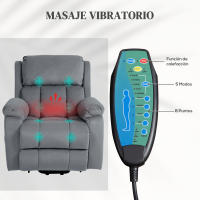 HOMCOM Sillón Relax Levanta Personas Eléctrico Sillón Elevador con 8 Punto de Masaje Sillón Eléctrico Reclinable con Función de Calentamiento Mando a Distancia y Bolsillo Lateral Gris - details 1