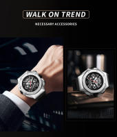 Reloj LIGE De Lujo Para Hombre Cronógrafo Resistente Al Agua Con Manos Luminosas Reloj Deportivo De Cuarzo Con Fecha Y Display Sin Números Material De Correa De Silicona - details 12