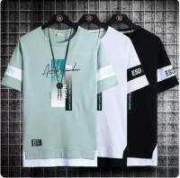 Camiseta Para Hombre Verano Corta Casual Versátil Media Manga Color Bloque Trendy Top Camiseta Transpirable Ligera Pull on Polyester - details 1