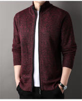 Chaqueta De Punto Para Hombre Con Cuello Erguido Estilo Coreano Slim Fit Color Sólido Abrigo De Otoño E Invierno Con Cierre De Cremallera - details 9