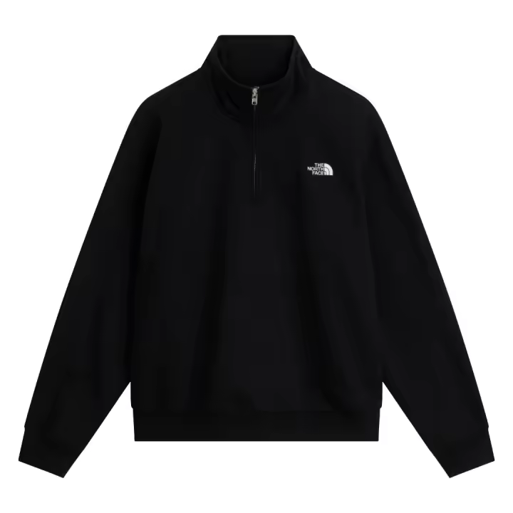 Sudadera Negra The North Face Essential Simple Dome Black de Corte Holgado y Cremallera 1/4 - 1