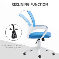 HOMCOM Silla de Oficina de Malla Silla de Escritorio Giratoria con Altura Ajustable Función de Basculante Soporte Lumbar y Reposabrazos Silla para Estudio Carga 120 kg Azul Claro - details 4