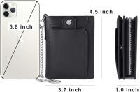 Cartera Hombre Cuero with Monedero Billetera Hombre with RFID Bloqueo Billeteras Bifold Hombres Monedero Hombre Pequeño with Cremallera 14 Ranaduras para Tarjetas Carteras para Hombre with Cadena - details 1