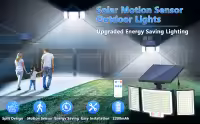 Lámpara Solar Exterior Con 3 Modos De Iluminación 348LED Luz De Pared Con Sensor De Movimiento PIR Impermeable Para Jardín Y Garage - details 1