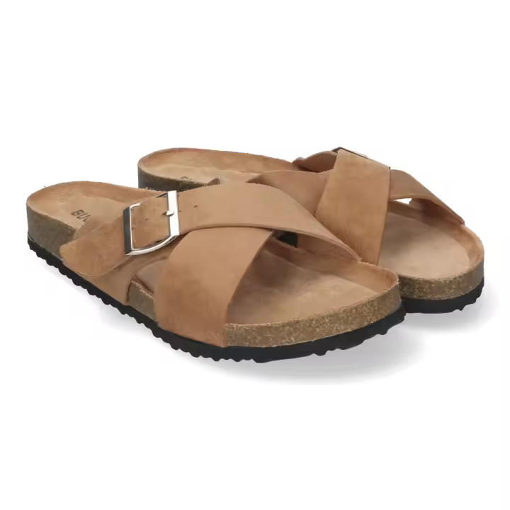 PuntoSalao Sandalias planas planta bio pala cruzada para mujer color camel AY-2239 - 1