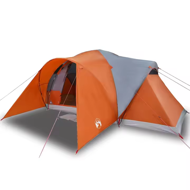 vidaXL Tienda familiar con cúpula impermeable 6 personas gris naranja - 1