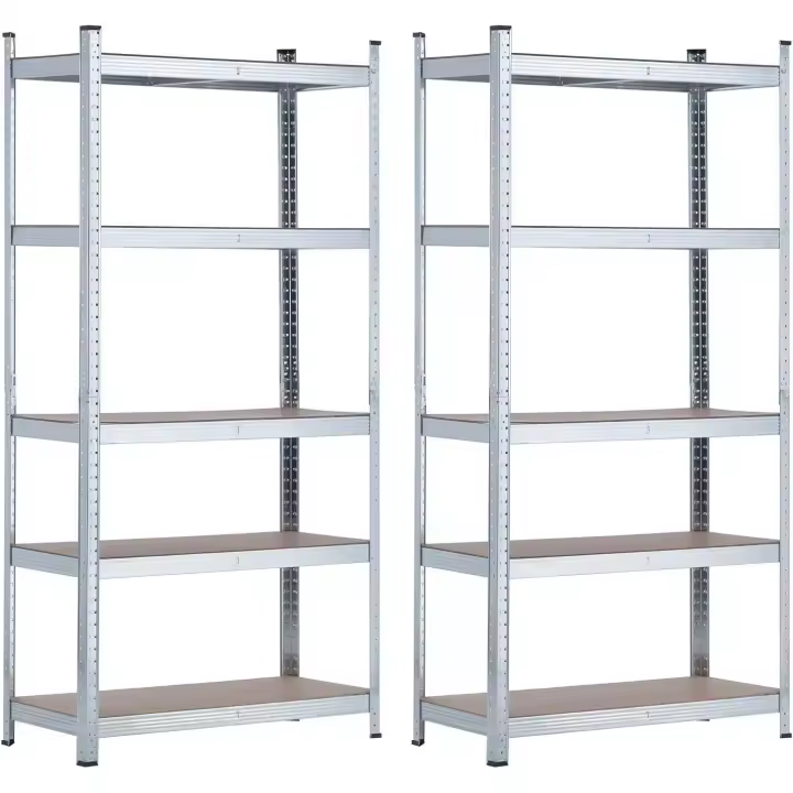 Estantería Modular Almacenaje (Pack 2), Acero Galvanizado y MDF Antihumedad, Hogar, Trastero, Garaje, 5 Baldas Ajustables, Carga Máxima 875Kg, 90x40x180cm (Largo x Ancho x Alto) - 1