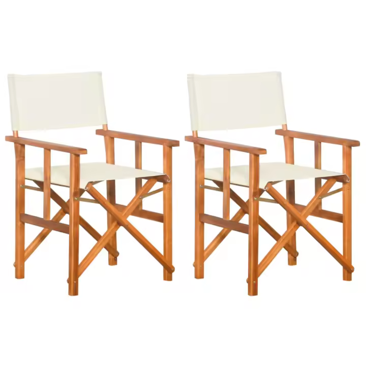 vidaXL Sillas de director 2 unidades madera maciza de acacia - 1