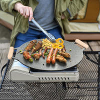 Sartén De Frying No Stick Para Asar Y Freír Con Manoleta Redonda Para Camping Y BBQ Accesorio De Cocina Ecológico De Aluminio - details 14