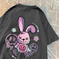 Camiseta De Algodón Para Hombre Con Diseño De Conejo Sentado T-shirt Casual Transpirable Suelta Para El Verano - details 31