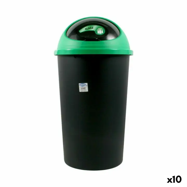 Cubo para la Basura Tontarelli Big hoop Negro Verde 50 L 39 x 39 x 72 cm (10 Unidades) - 1