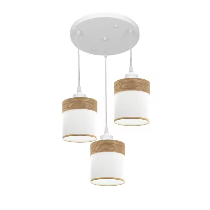 Fabrilamp - Plafon Cloe 3xe27 Blanco/blanca-madera Clara Regx42x42 cm - 1