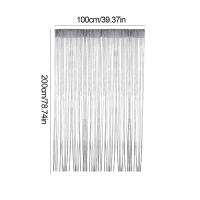 Cortina De Puerta Decorativa 100cm X 200cm Enhebrado Plateado Para Bodas Eventos Hoteles Salones De Estudio Con Borla De Hilo De Plata - details 0