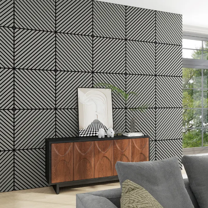 Set de 4 paneles acústicos Vang 3D 1,44 m² lamas diagonales - Roble gris claro [NEU.HOLZ] - 1