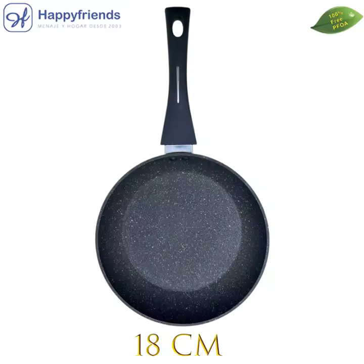 Juego de 3 Sartenes cocina PLATINUM con Revestimiento Antiadherente | Inducción en Toda La Superficie | Tamaños y Modelos a Elegir Ø18/20/22/24/26/28/30/32 cm | Mango Soft-Touch |Libre de PFOA | Superficie Granulada - Happy Friends - 1