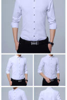 Camisa De Manga Larga Para Hombres Estilo Coreano Negocios Slim Fit Color Sólido Algodón Delgado Para Primavera Otoño - details 8
